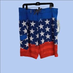 OCEAN CURRENT BOARDING‎ SHORTS SIZE 34 AMERICAN FLAG/PATRIOTIC NWT